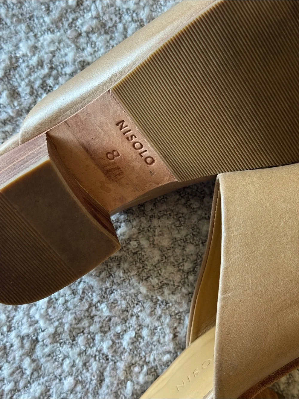 Nisolo Leather Block Heel Mules | Size 8 | Tan/Camel - Picture 4 of 5